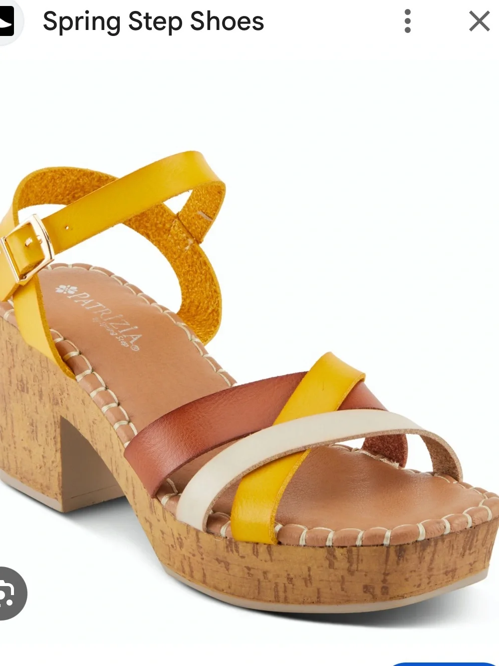 Spring Step Patrizia Yellow, Brown & Cream Cork Wedge Sandals